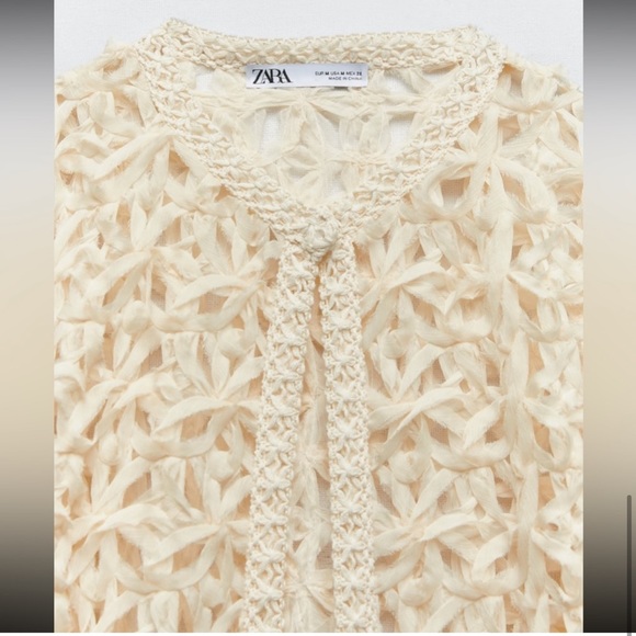ZARA Crochet Open Knit Cardigan Coat - Picture 11 of 12
